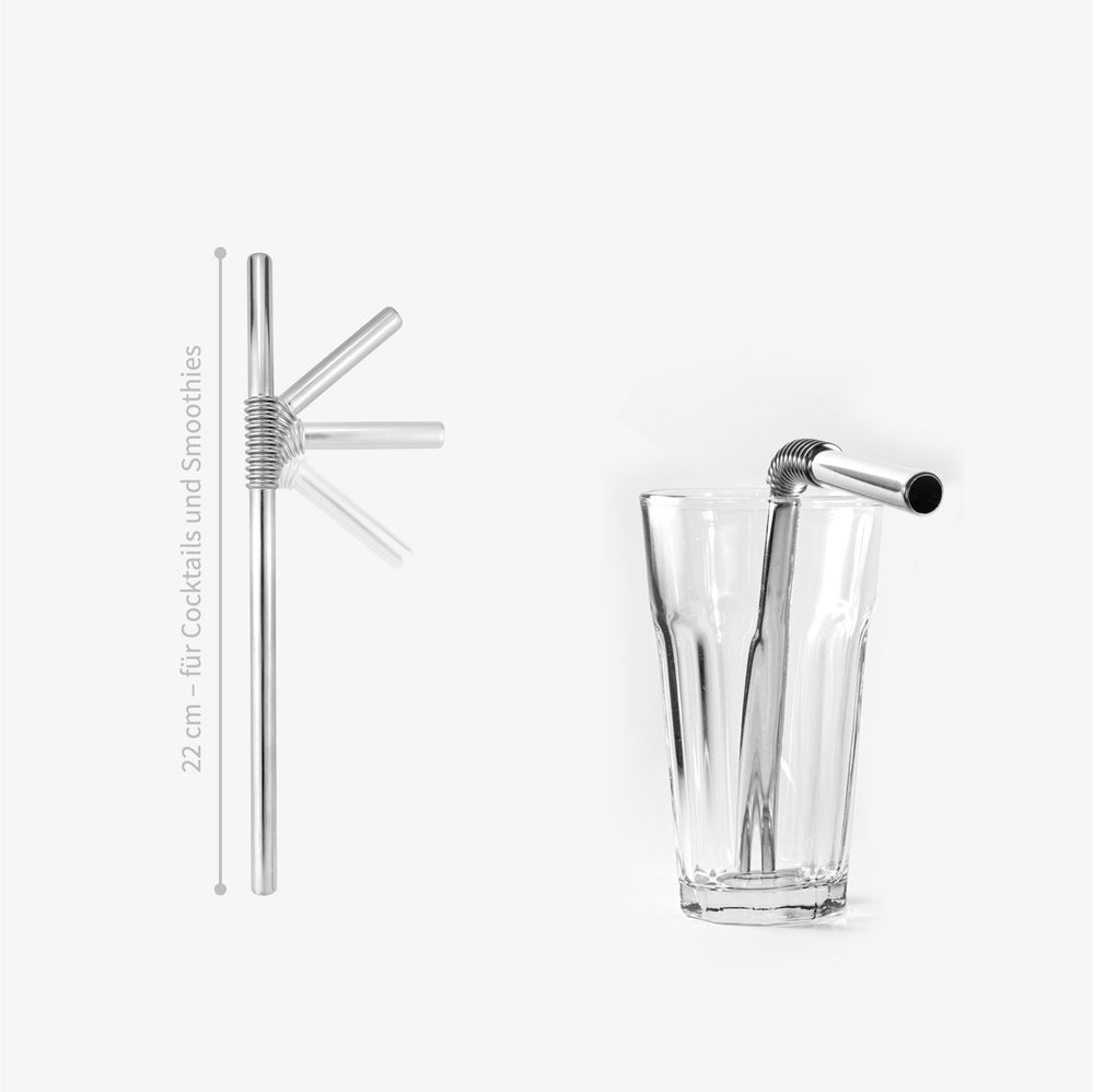 Flexible drinking straw made from stainless steel - Turtleneck® Straw,  Basic 22 cm