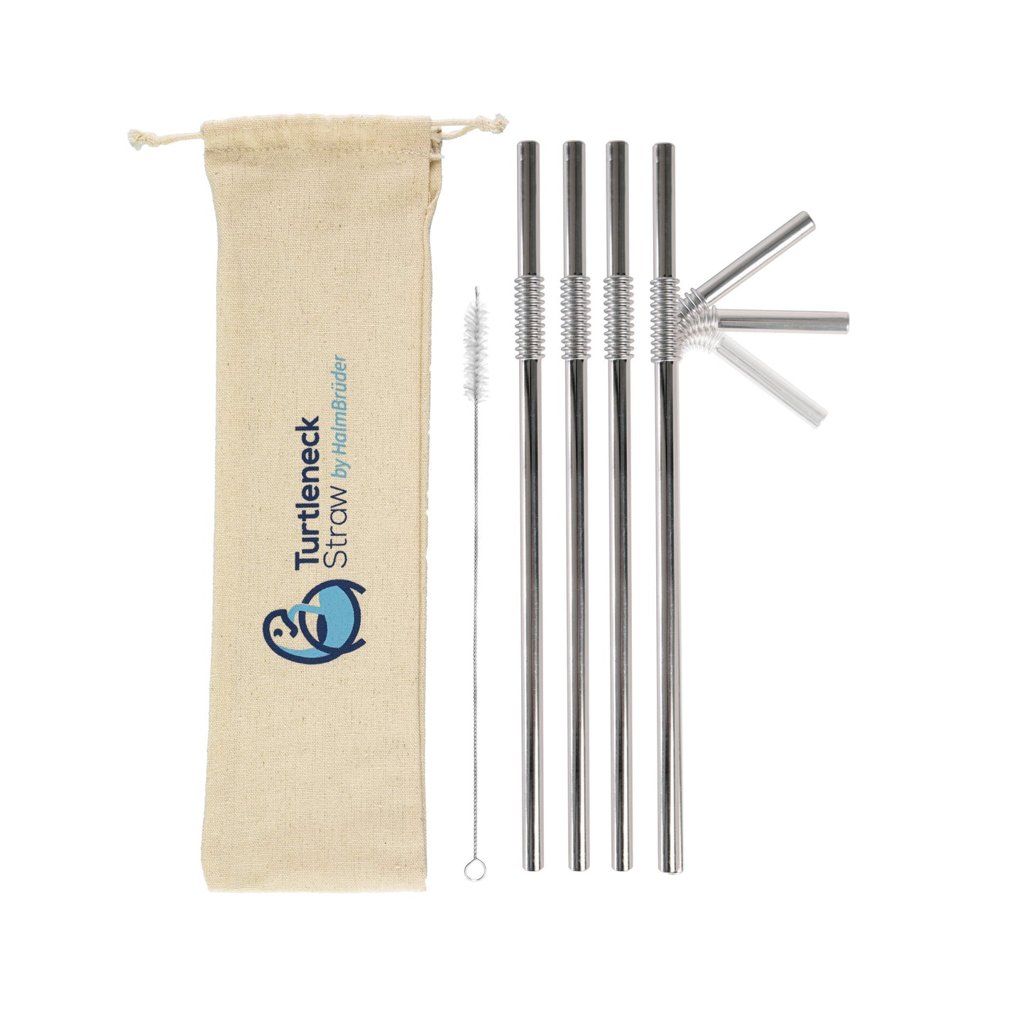 Biegsamer Trinkhalm aus Edelstahl - Turtleneck® Straw, Lang 28 cm - HalmBrüder - Turtleneck Straw, biegsame Edelstahl Strohhalme